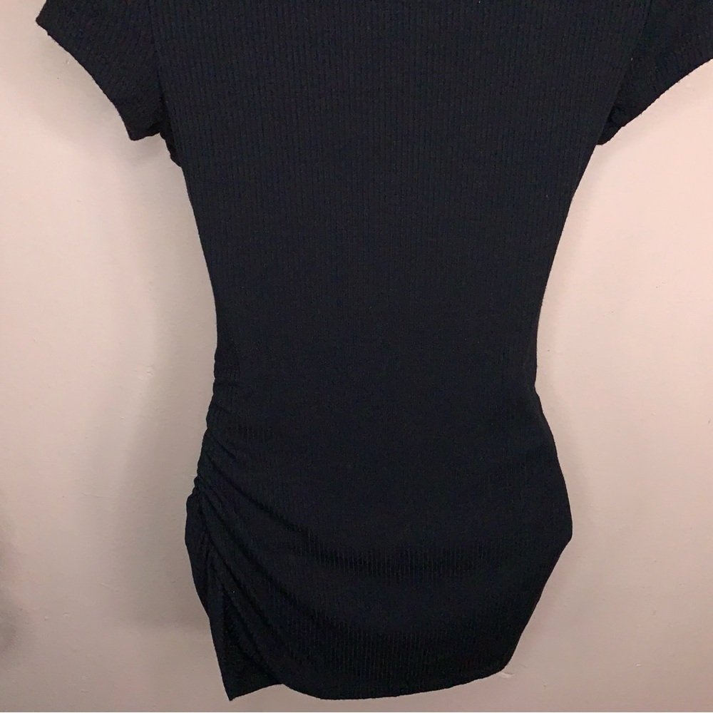 Y2K Small Candies Black Strappy Ribbed Short Sleeve Top Stretch Pinup Knit - Picture 9 of 13